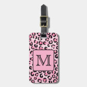 Aangepast monogram. Zwart en roze luipaard afdrukk Bagagelabel (Voorkant verticaal)