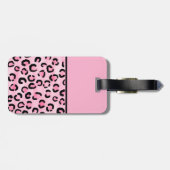 Aangepast monogram. Zwart en roze luipaard afdrukk Bagagelabel (Achterkant horizontaal)
