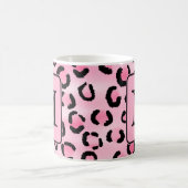 Aangepast monogram. Zwart en roze luipaard afdrukk Koffiemok (Center)