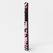 Aangepast monogram. Zwart en roze luipaardprint. Case-Mate iPhone Case (Achterkant/links)
