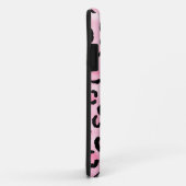 Aangepast monogram. Zwart en roze luipaardprint. Case-Mate iPhone Case (Achterkant/rechts)