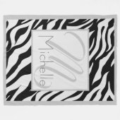 Aangepast Monogram Zwart en Wit Zebra Strepen Fleece Deken (Voorkant (Horizontaal))