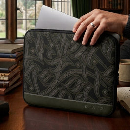 Aangepast Monogram Zwart Gegraveerde Arabische Kal Laptop Sleeve