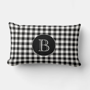 Aangepast monogram zwart Gingham Patroon Kussen