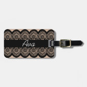 Aangepast monogram zwart loopband bagagelabel (Voorkant horizontaal)