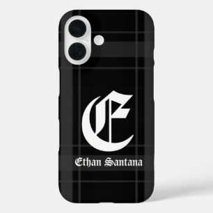Aangepast Monogram Zwart Plakt iPhone 16 Hoesje