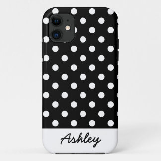 Aangepast monogram zwart poka Dots Case-Mate iPhone Case