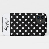 Aangepast monogram zwart poka Dots Case-Mate iPhone Case (Achterkant (horizontaal))