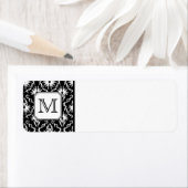 Aangepast monogram. Zwart-wit Damaspatroon. Etiket (Insitu)