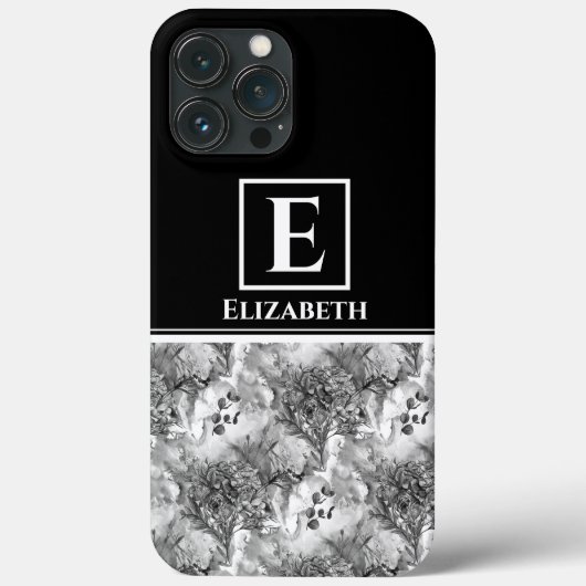 Aangepast monogram zwart-wit flesje Case-Mate iPhone case (Achterkant)
