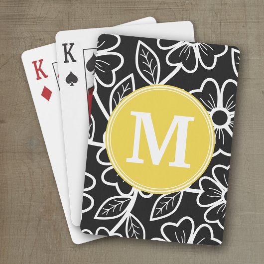 Aangepast monogram zwart-wit flessenpatroon pokerkaarten