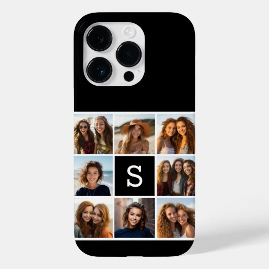 Aangepast monogram zwart-wit fotocollage Case-Mate iPhone case (Achterkant)