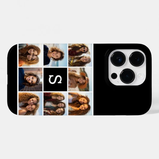 Aangepast monogram zwart-wit fotocollage Case-Mate iPhone case (Achterkant (horizontaal))