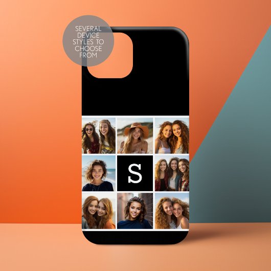 Aangepast monogram zwart-wit fotocollage Case-Mate iPhone case