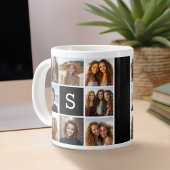 Aangepast monogram zwart-wit fotocollage grote koffiekop