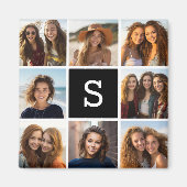 Aangepast monogram zwart-wit fotocollage magneet (Voorkant)