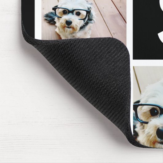 Aangepast monogram zwart-wit fotocollage muismat (Hoek)