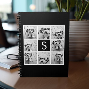 Aangepast monogram zwart-wit fotocollage notitieboek