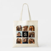 Aangepast monogram zwart-wit fotocollage tote bag (Achterkant)