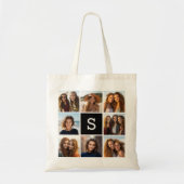 Aangepast monogram zwart-wit fotocollage tote bag (Voorkant)