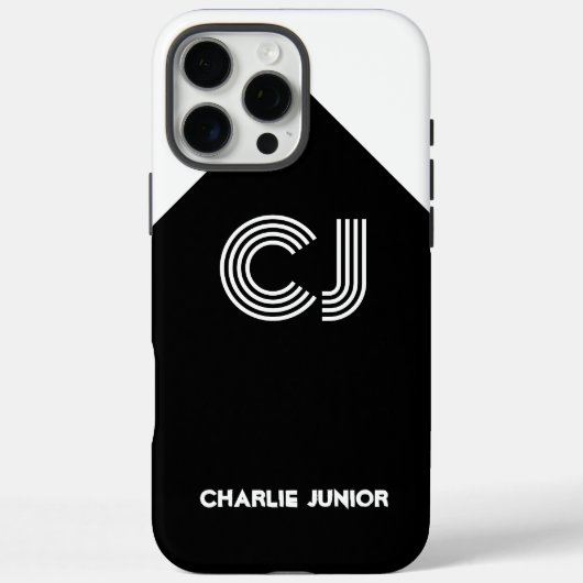 Aangepast Monogram Zwart & Wit Geometrisch Art Dec Case-Mate iPhone Case (Achterkant)