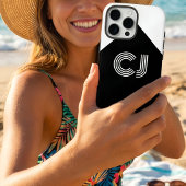 Aangepast Monogram Zwart & Wit Geometrisch Art Dec Case-Mate iPhone Case