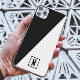 Aangepast Monogram Zwart & Wit Geometrisch Gesplit Case-Mate iPhone Case