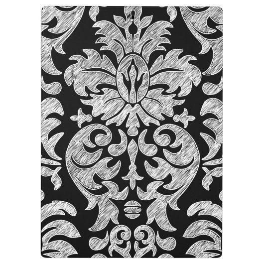 Aangepast monogram zwart-wit loopvlakpatroon klembord (Achterkant)