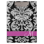 Aangepast monogram zwart-wit loopvlakpatroon klembord (Voorkant)