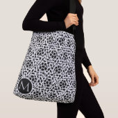 Aangepast monogram zwart-wit ziggy-patroon crossbody tas (Dichtbij)