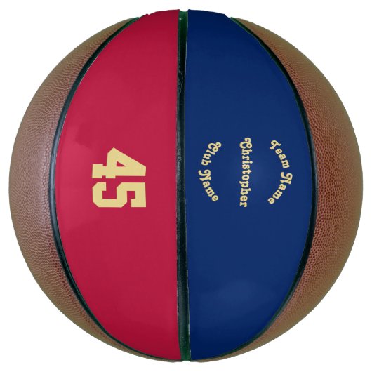 Aangepast monogramed Team Club Player Name Number Basketbal (Verticaal)