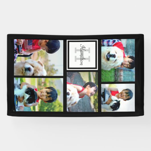 Aangepast monogramma 5 FotomozaïekAfbeelding Colla Spandoek (Horizontaal)