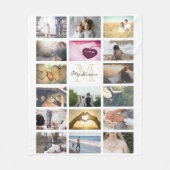 Aangepast monogramma fotocollage fleece deken (Voorkant)