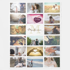 Aangepast monogramma fotocollage fleece deken