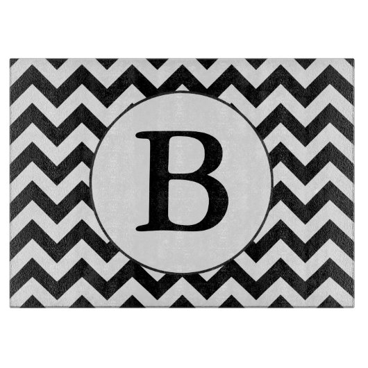 Aangepast monogrammatisch groot zwart Chevron desi Snijplank (Voorkant)