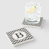 Aangepast monogrammatisch groot zwart Chevron desi Stenen Onderzetter (Zijkant)
