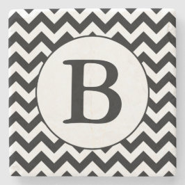 Aangepast monogrammatisch groot zwart Chevron desi Stenen Onderzetter