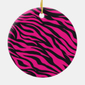 Aangepast monogrammatisch Initiaal Hot Pink Black  Keramisch Ornament (Achterkant)