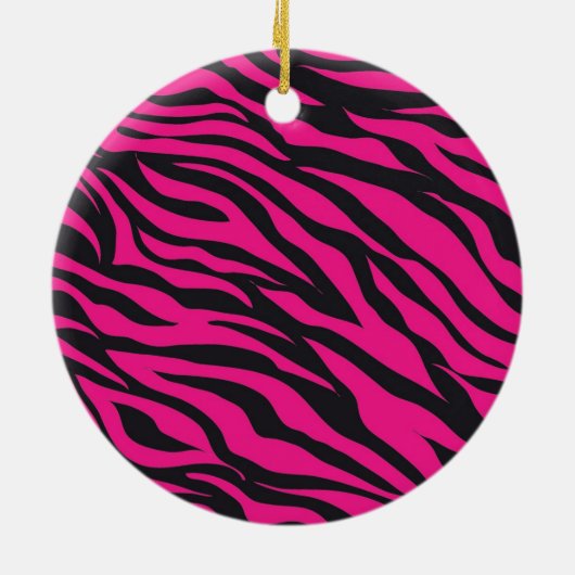 Aangepast monogrammatisch Initiaal Hot Pink Black  Keramisch Ornament (Achterkant)