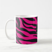 Aangepast monogrammatisch Initiaal Hot Pink Black  Koffiemok (Links)