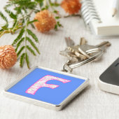 Aangepast monogramme F Sleutelhanger, roze rozenpa Sleutelhanger (Zijkant)