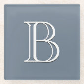 Aangepast monogramme Initiaal Middelgroot blauw & Glazen Onderzetter (Voorkant)