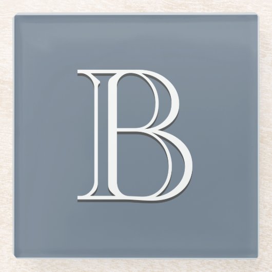 Aangepast monogramme Initiaal Middelgroot blauw & Glazen Onderzetter (Voorkant)