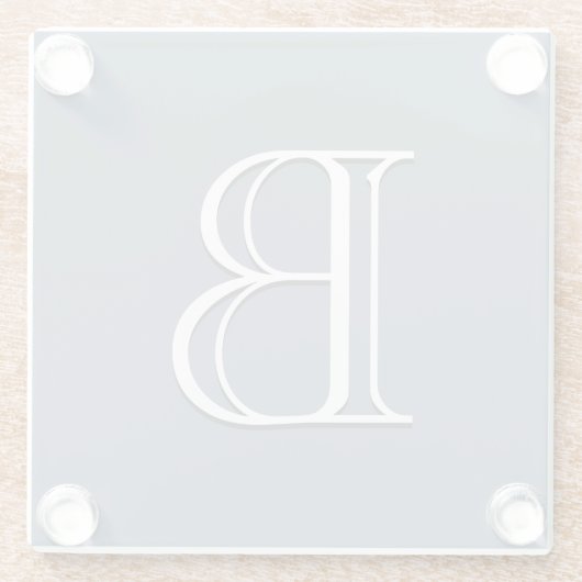 Aangepast monogramme Initiaal Middelgroot blauw & Glazen Onderzetter (Achterkant)