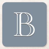 Aangepast monogramme Initiaal Middelgroot blauw & Kartonnen Onderzetters (Voorkant)