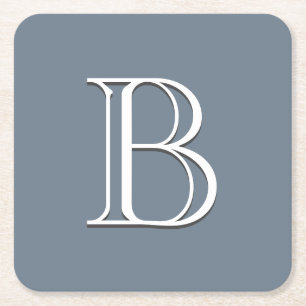 Aangepast monogramme Initiaal Middelgroot blauw &  Kartonnen Onderzetters