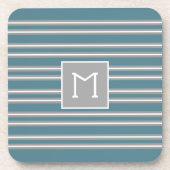 Aangepast monogramme Initiaal Turquoise Gray Patte Bier Onderzetter (Voorkant)