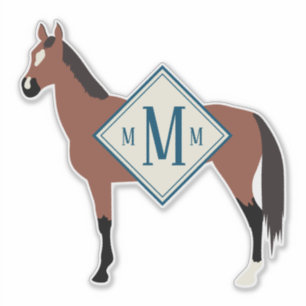 Aangepast monogrammed Bay Akhal Teke Horse Silhoue Sticker