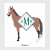 Aangepast monogrammed Bay Akhal Teke Horse Silhoue Sticker (Vel)