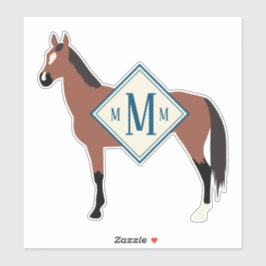 Aangepast monogrammed Bay Akhal Teke Horse Silhoue Sticker